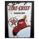 Texaco Fire-Chief Porcelain Gas Pump Plate Sign,