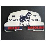 Porcelain Husky Gasoline Sign 10x5.5"