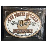 The Bustled Knuckle Garage Tin Sign 16x12.5"