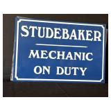 Studebaker Mechanic On Duty porcelain sign