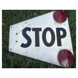 Vtg. Metal Flip Out School Bus Stop Sign