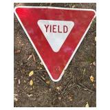 Yield road sign