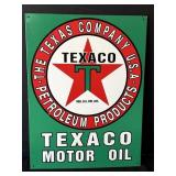 Vtg-style Texaco Motor Oil tin sign, 12 x 16in