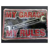 My Garage My Rules Busted Knuckle Tin Sign