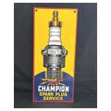 8x18" Porcelain Champion Spark Plug Service Sign