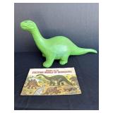 Wood dinosaur resembling Sinclair Dino & booklet