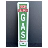 Sinclair Dino Supreme Gas tin sign, 4 x 18in