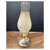 Antique 13in clear glass oil lamp