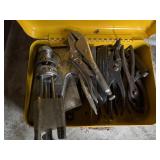 Hand tools in yellow metal case
