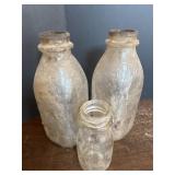 (3) Oservo Milk Bottles - half pint & one quart
