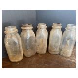 (1) Oservo & (4) misc one Pint Milk Bottles
