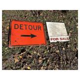 2 Signs - Detour 30x24" & For Sale