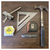 Claw Hammer, Tape measures, Square