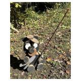 Wood rounds handmade fisher bear, 24in tall not