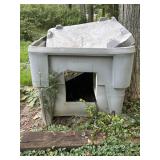 Plastic container w/lid Turned Into Dog House