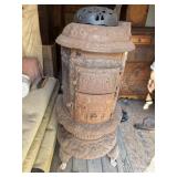 Round Oak cast iron wood burner, 51in tall