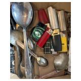 Variety of Lighters, serving spoons, misc flatware