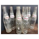 (8) One Pint, 16 fl.oz. Pepsi-Cola Swirl Bottles