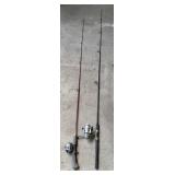 2 Berkley fishing poles - Cherrywood w/Zebco reel,