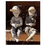 Resin Fishing Boy & Girl Sitting Figurines