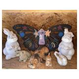 Variety of Yard Statues, 2 ceramic Rabbits