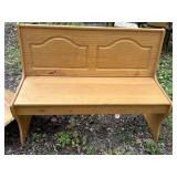 Wooden bench with seat storage, also misc wood