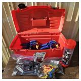 Assorted Clamps in Keter Tool Box