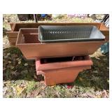 Terra-Cota Flower Planters, one Wood