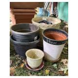Misc Plastic Flower Pots, Metal Bucket
