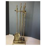 3 piece brass fireplace utensil set