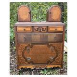 Ant. dresser w/applied wood markings, 6 drawer w/