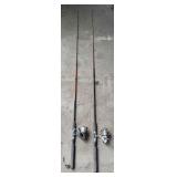 2 fishing poles - South Bend Eclipse rod & reel,