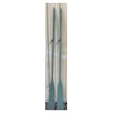 Pair of wooden oars, 77.5in length, weathered wood