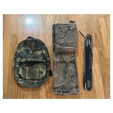 Camo Backpack, Burlap Material, & Tent Poles