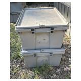 2 Buckhorn vented bottom stacking tote containers,