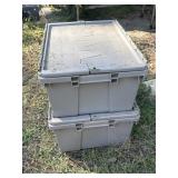 2 Buckhorn vented bottom stacking tote containers,
