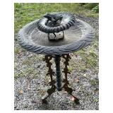 2 - tier cast bird bath w/frog.  20in dia. X 3ft