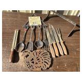 Kitchen knives, Vtg cast utensils wall decor,