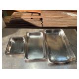 3 stainless steel food pans, all 2.5in deep