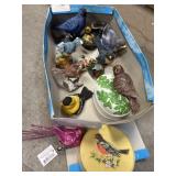 Bird figurines & Vtg powder box.  Some may be