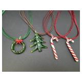 Lampwork Glass Christmas Necklaces w/