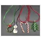 Lampwork Glass Christmas Necklaces w/