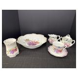 Grape design dishes, German bowl, cup & saucer,