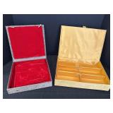 Vtg padded/lined storage boxes, 9.5 x 9.5 x2in &