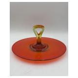 Amberina Glass Serving Tray w/ handle