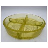 Vaseline Starburst Divided Dish