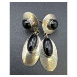 Sterling Black Onyx Pierced Earrings
