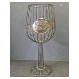Metal Cork Cage Wine Glass 15.5in tall