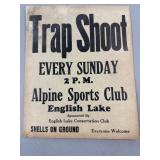 Vtg Trap Shoot card board sign