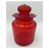 Orange Glass Lidded Jar